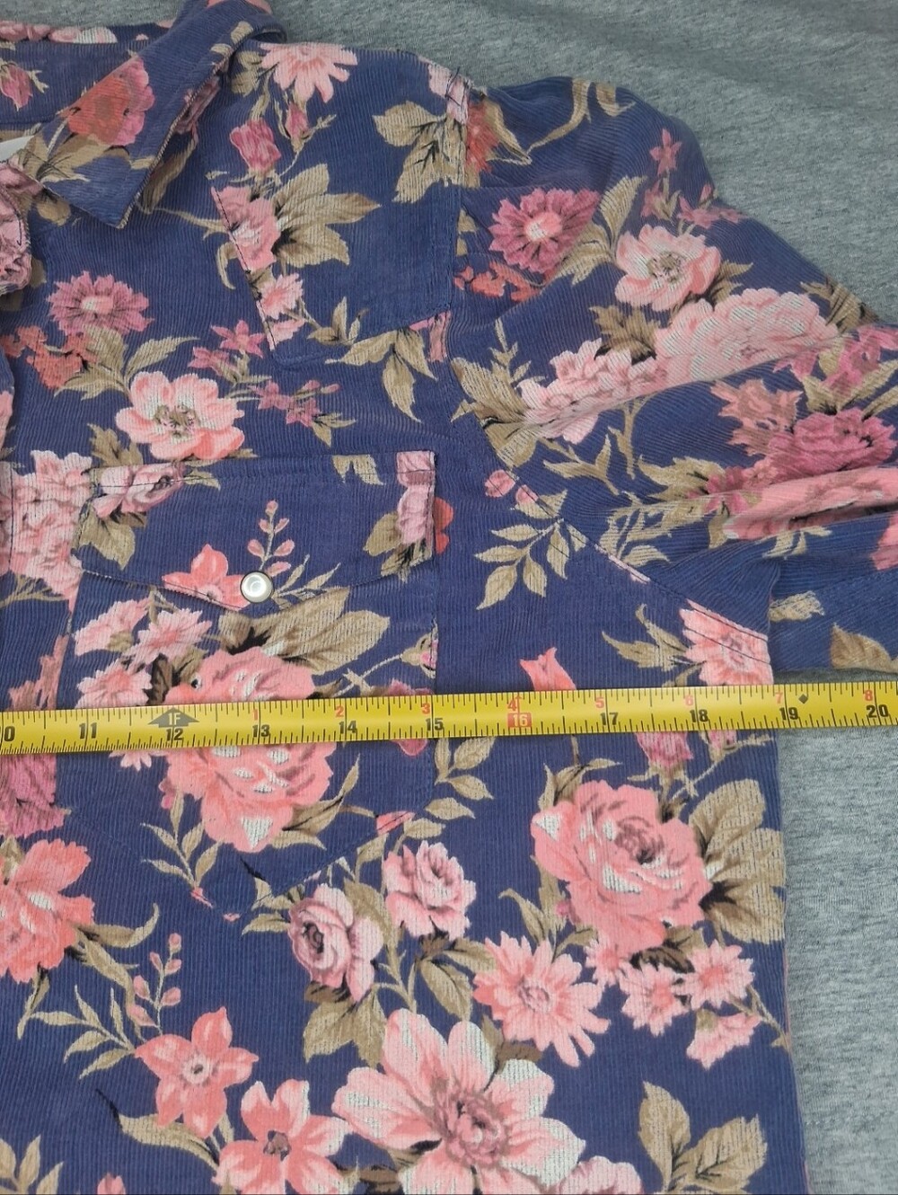 Dear John Pearl Snap Button Up Shirt Cottagecore Long Puff Sleeve Corduroy Sz M - Picture 11 of 13